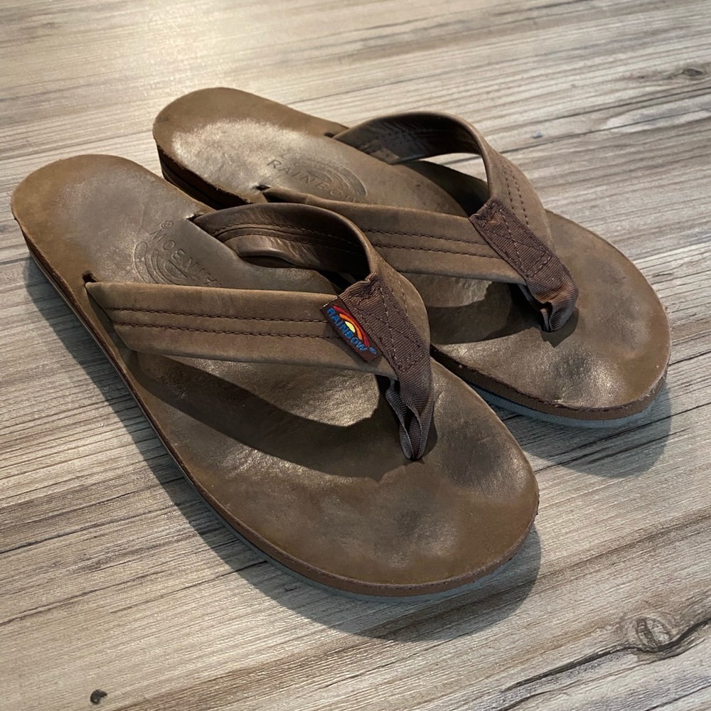 Rainbow Sandals Flip-Flop women’s Large size 7.5-8.5 Thick strap, Brown